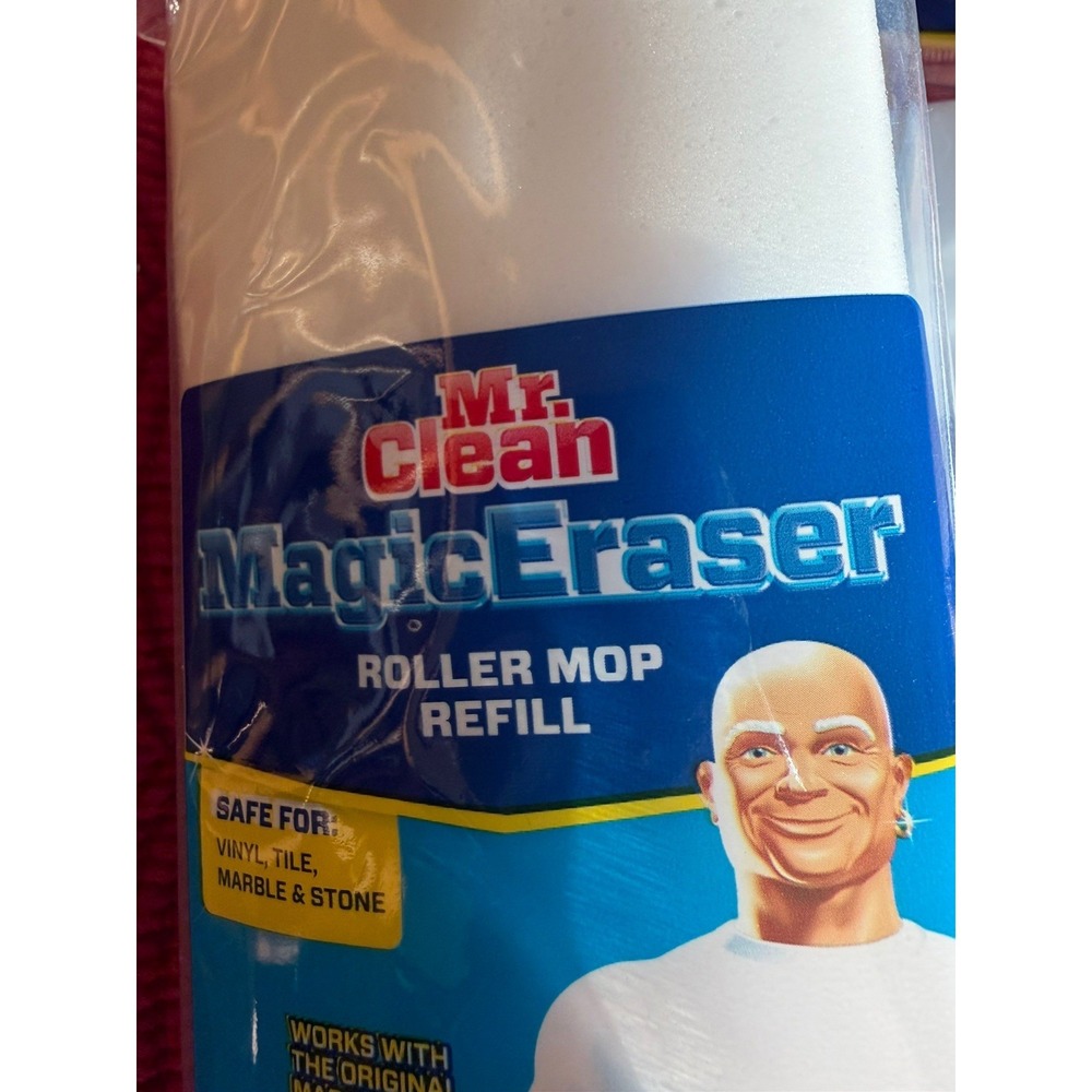 5 Pack Mr. Clean Magic Eraser Blue & White Roller Mop Refill Shoe cleaner basebo - Picture 4 of 4